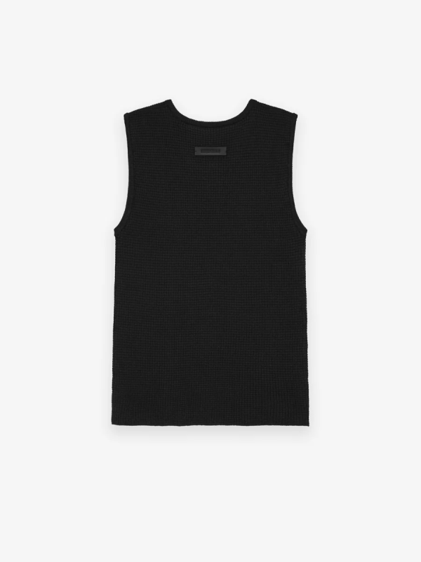 Womens Waffle Sport Tank [Black] - Image 2