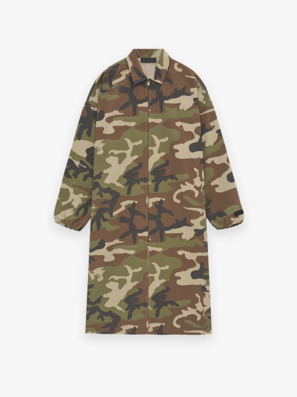 Military Nylon Trench Jacket [Woodland Camo]