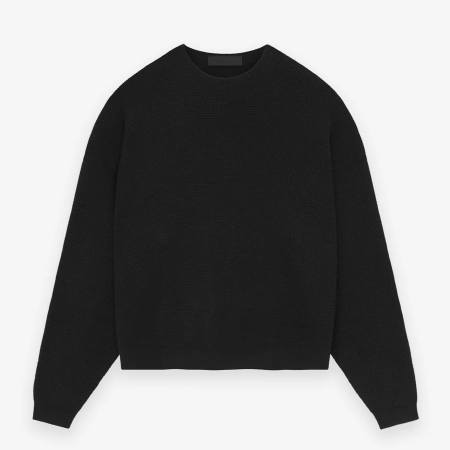 Waffle Crewneck Sweater [Black]