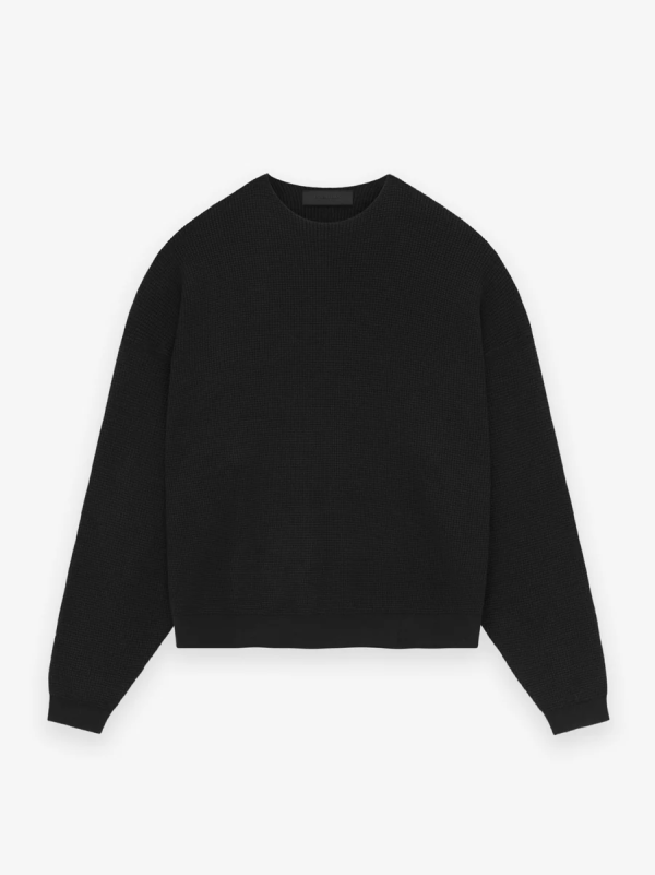 Waffle Crewneck Sweater [Black]