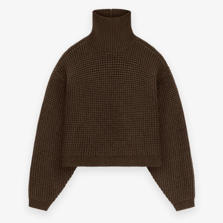 Women's Heavy Waffle Cropped Turtleneck [Brown]
