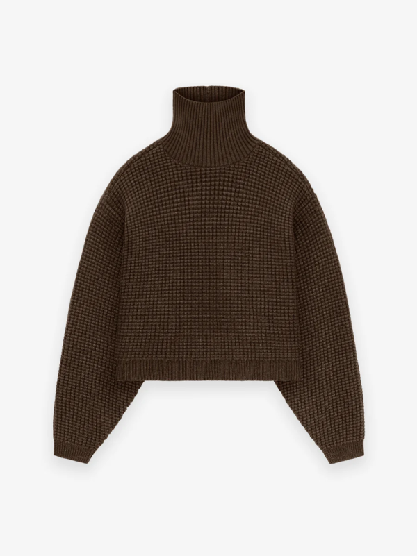 Women's Heavy Waffle Cropped Turtleneck [Brown]