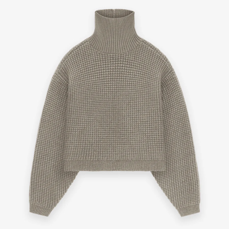 Women's Heavy Waffle Cropped Turtleneck [Heather Gray]