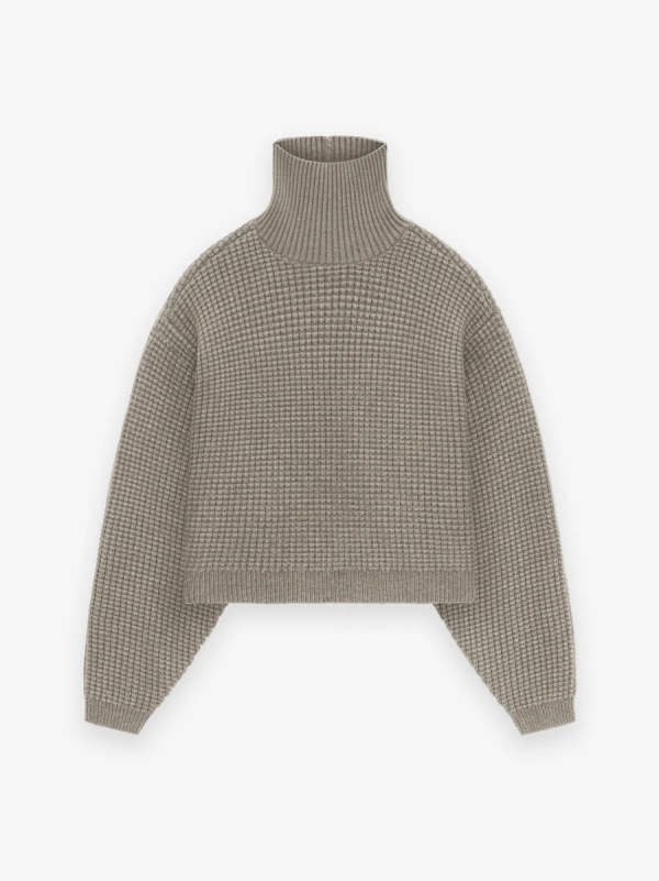 Women's Heavy Waffle Cropped Turtleneck [Heather Gray]