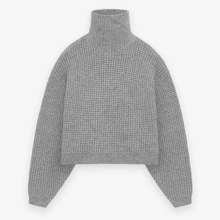Womens Heavy Waffle Cropped Turtleneck [Dark Heather]