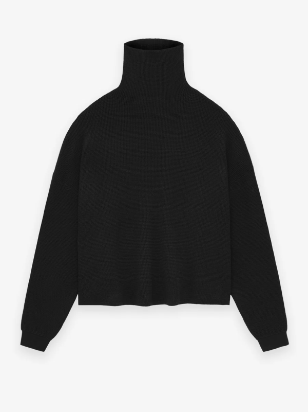 Womens Waffle Turtleneck [Black]